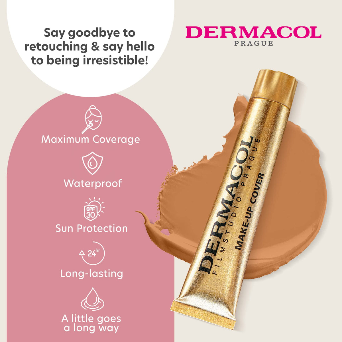 Dermacol long-wearing makeup test on skin demonstrating durable wear.
