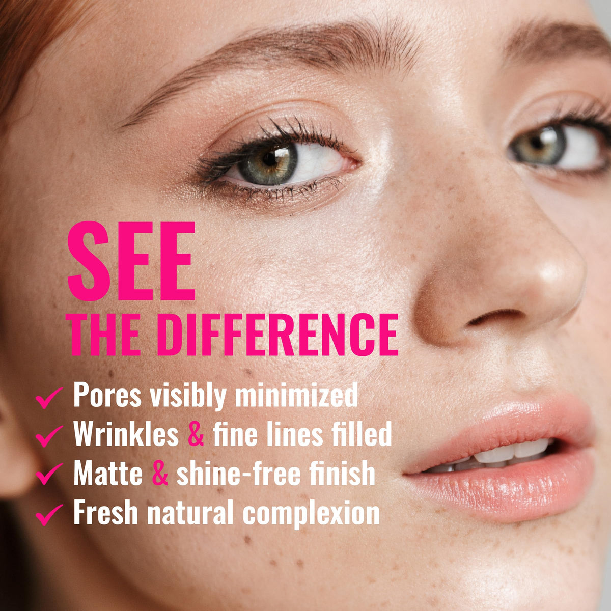 Dermacol Satin Makeup Base pores blur close-up highlighting smoothing on skin.