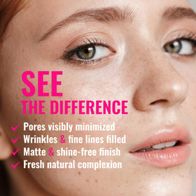 Dermacol Satin Makeup Base pores blur close-up highlighting smoothing on skin.