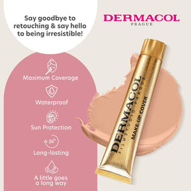 Dermacol shade 212 tube close-up showing true-to-tone coverage.