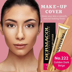 Dermacol shade 222 swatch showing skin match.