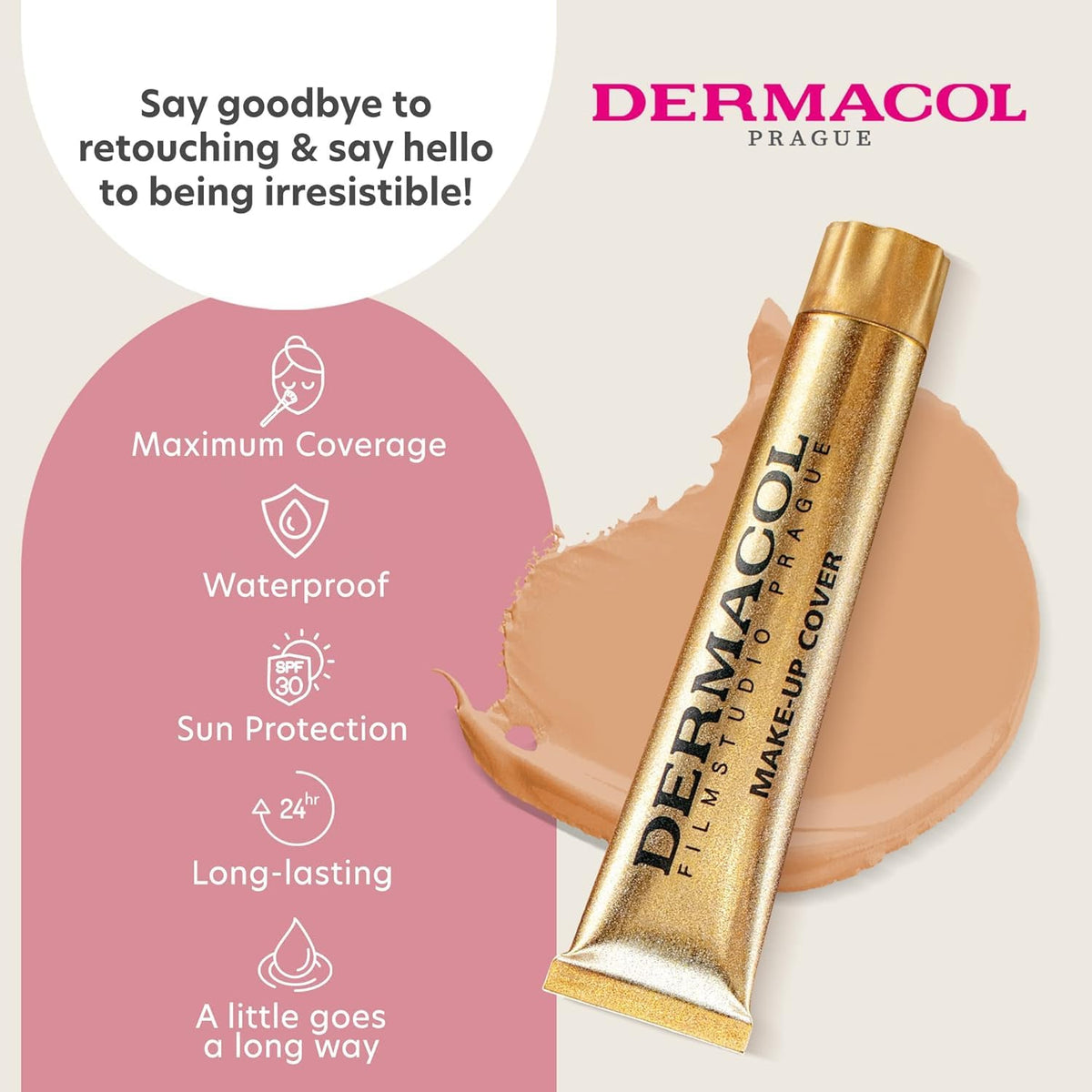 Dermacol SPF 30 protection showcase demonstrates sun-safe makeup.
