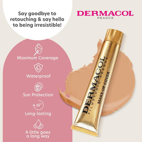 Dermacol SPF 30 protection showcase demonstrates sun-safe makeup.