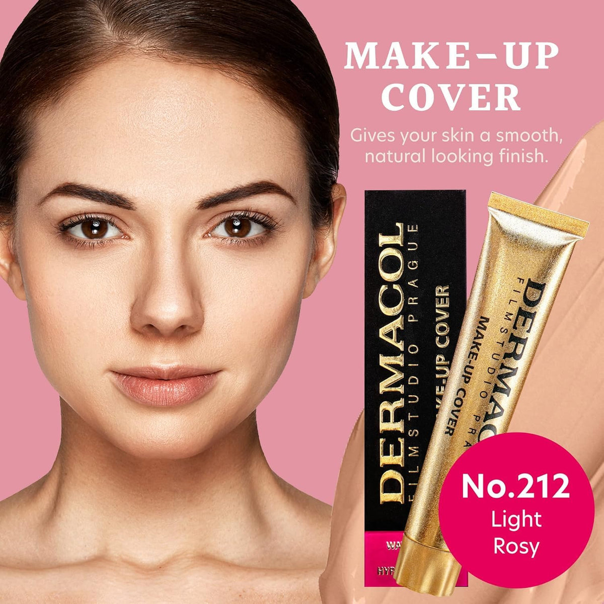 Dermacol waterproof swatch demonstrating long-lasting, sweat-resistant finish.