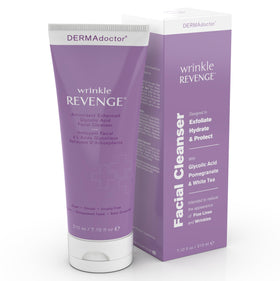 DERMAdoctor Glycolic Face Wash bottle for gentle exfoliation and makeup removal.