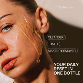 DERMAdoctor Vitamin C Face Wash foaming gel texture shows gentle cleansing action