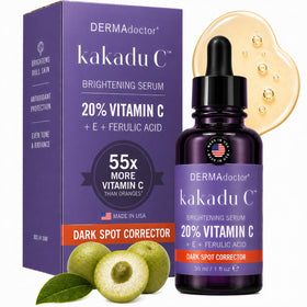 DERMADoctor Vitamin C Serum 20% bottle highlights antioxidants for brighter skin.