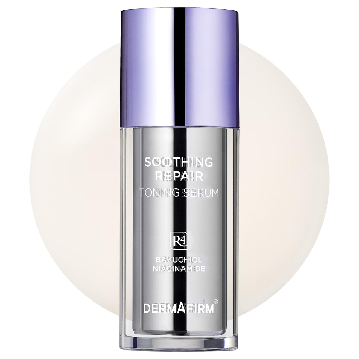 Dermafirm Bakuchiol serum bottle with pump for glass skin glow