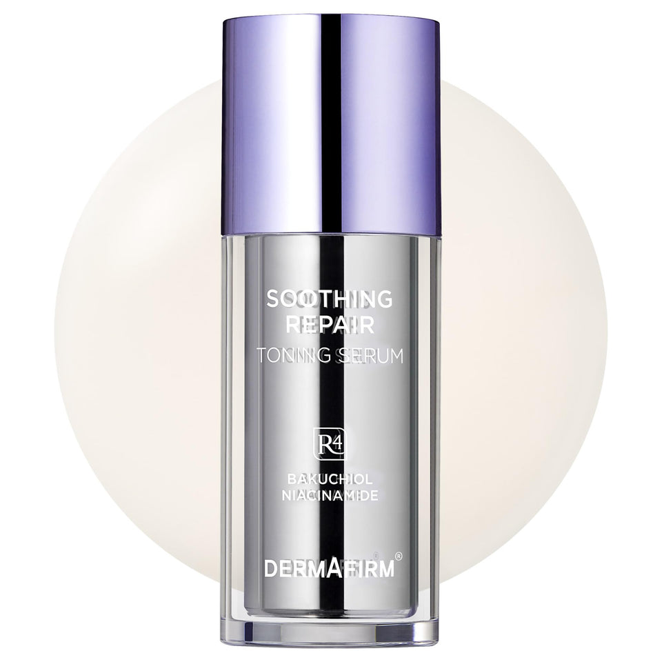 Dermafirm Bakuchiol serum bottle with pump for glass skin glow