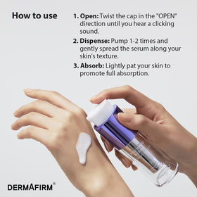 Dermafirm peptide-rich serum close-up bottle trust