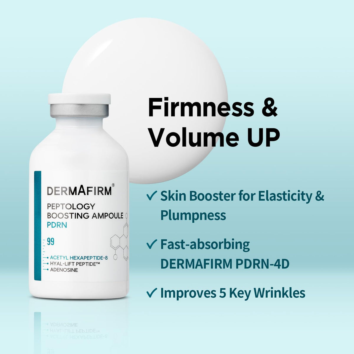 Dermafirm Peptology PDRN Ampoule application scene shows glow and moisture retention.