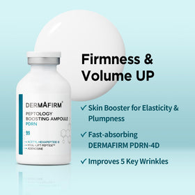 Dermafirm Peptology PDRN Ampoule application scene shows glow and moisture retention.