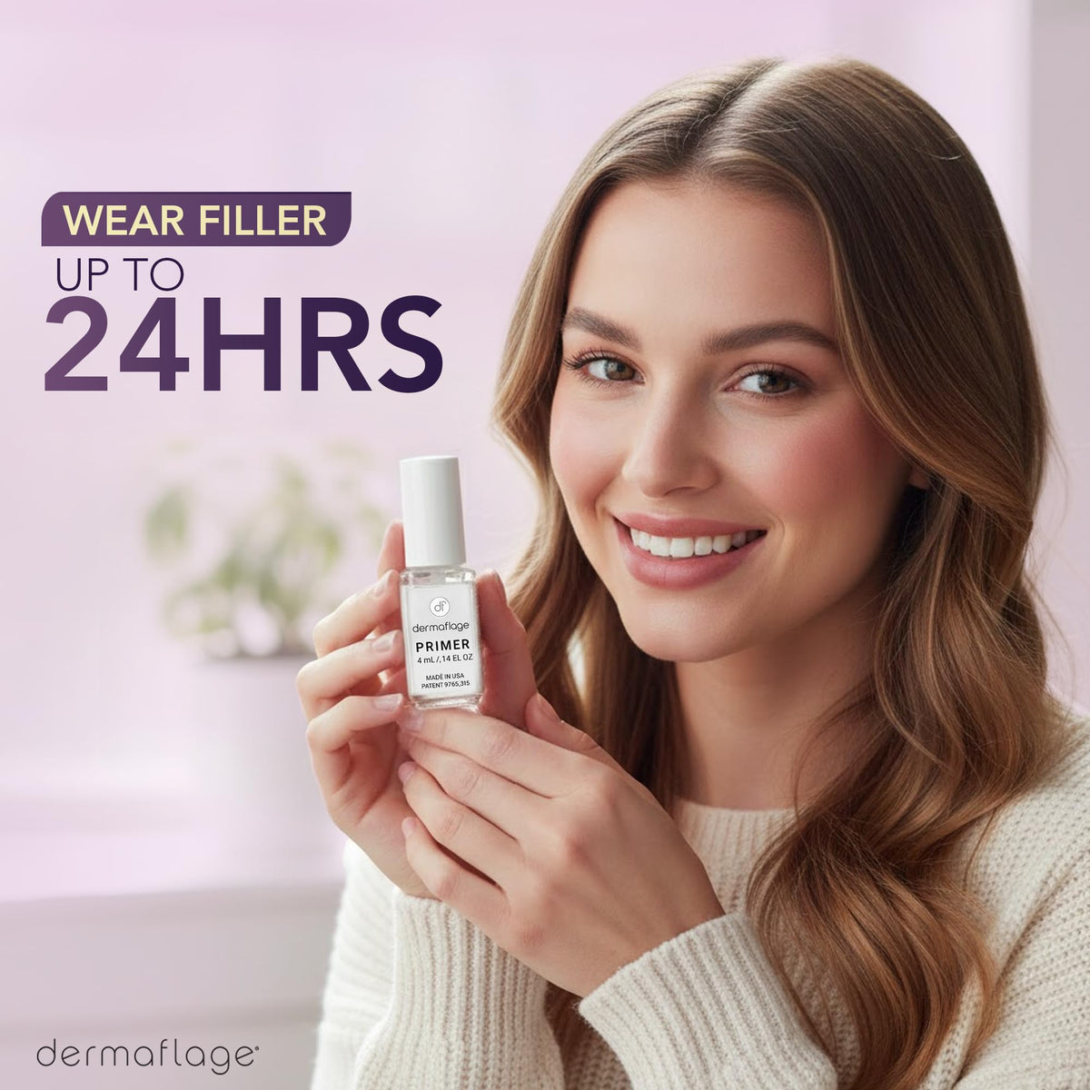 Dermaflage primer applied-area illustrates pre-concealer skin prep