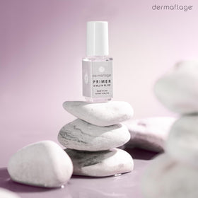 Dermaflage primer compact glass bottle highlights premium packaging