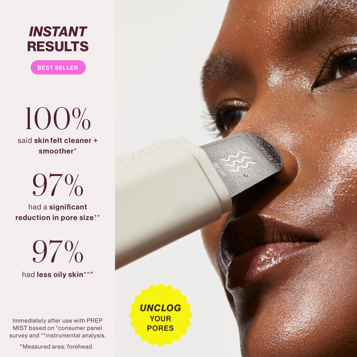 DERMAFLASH DERMAPORE+ with PREP MIST demonstrates gentle extraction and spa-like results.