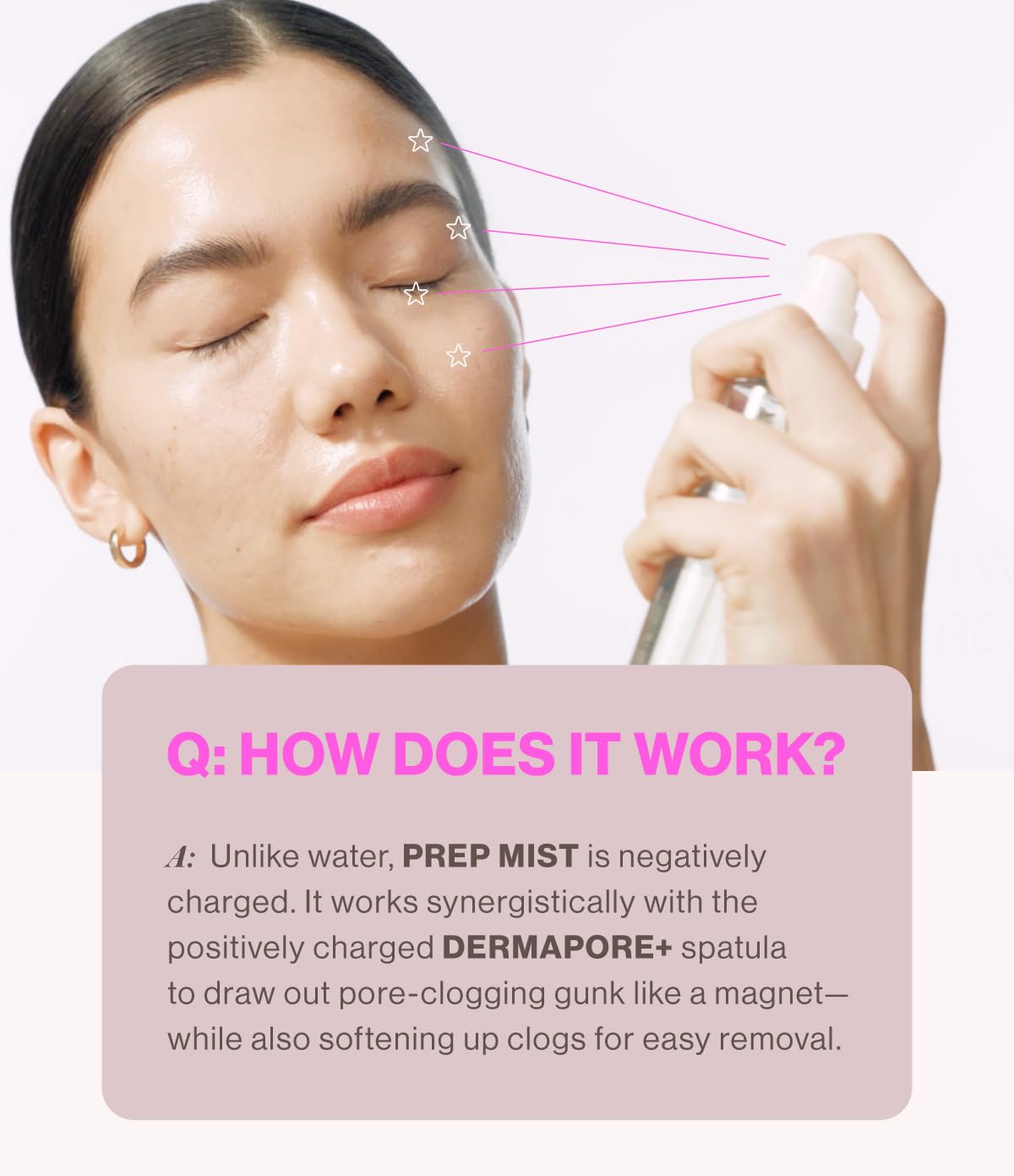DERMAFLASH DERMAPORE+ Prep Mist ingredients shown in a glass bottle.