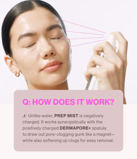 DERMAFLASH DERMAPORE+ Prep Mist ingredients shown in a glass bottle.