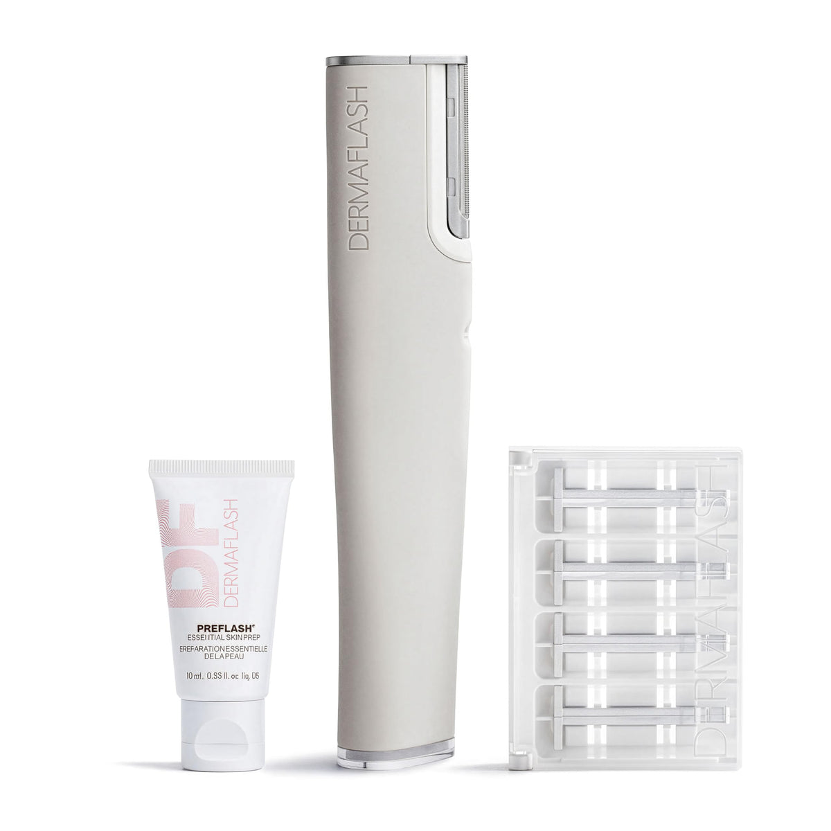 DERMAFLASH LUXE+ device front view for precise at-home dermaplaning