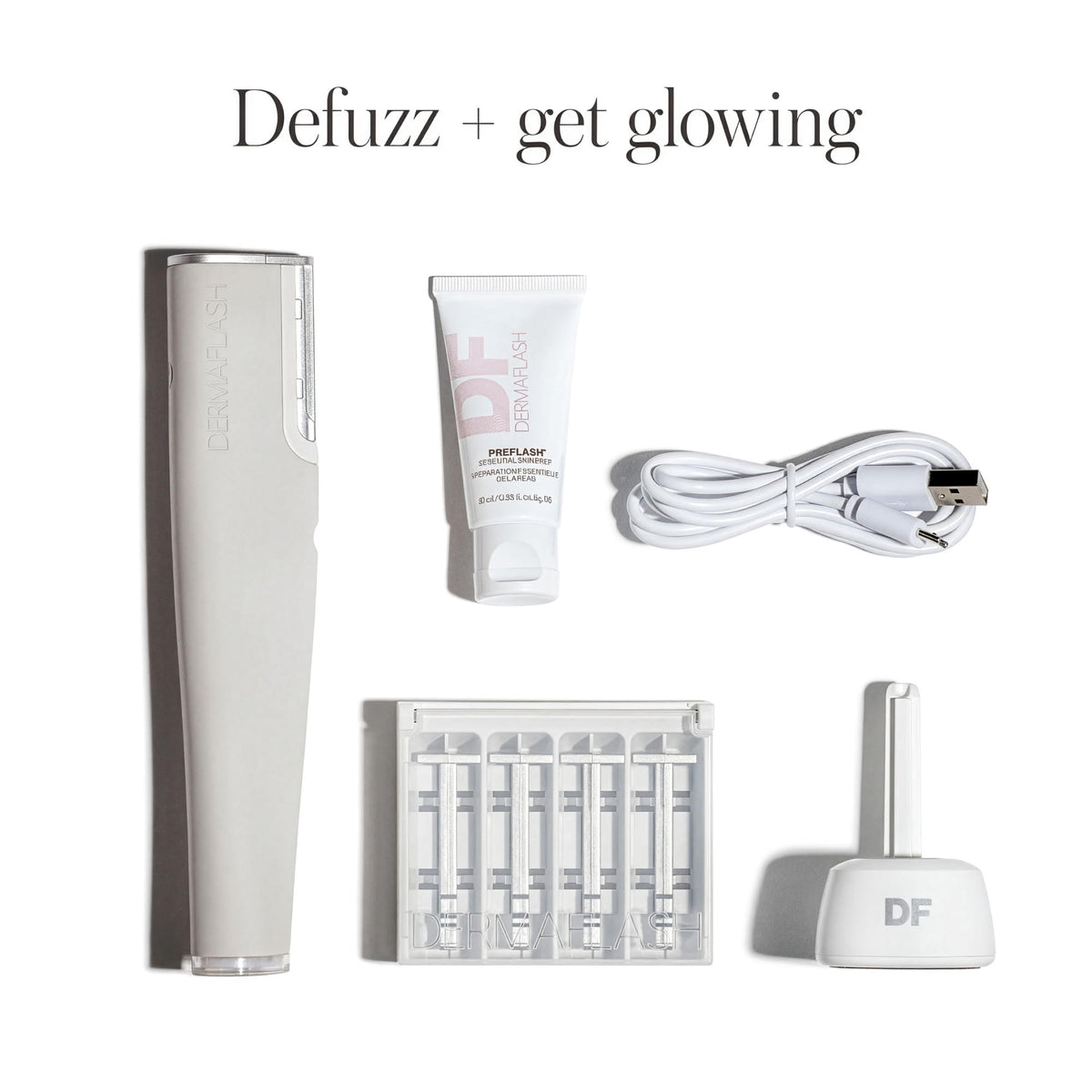 DERMAFLASH LUXE+ use in bathroom mirror for at-home dermaplaning