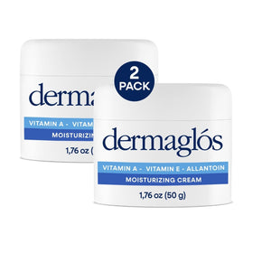 Dermaglós 2-pack moisturizing cream packaging front for daily hydration.