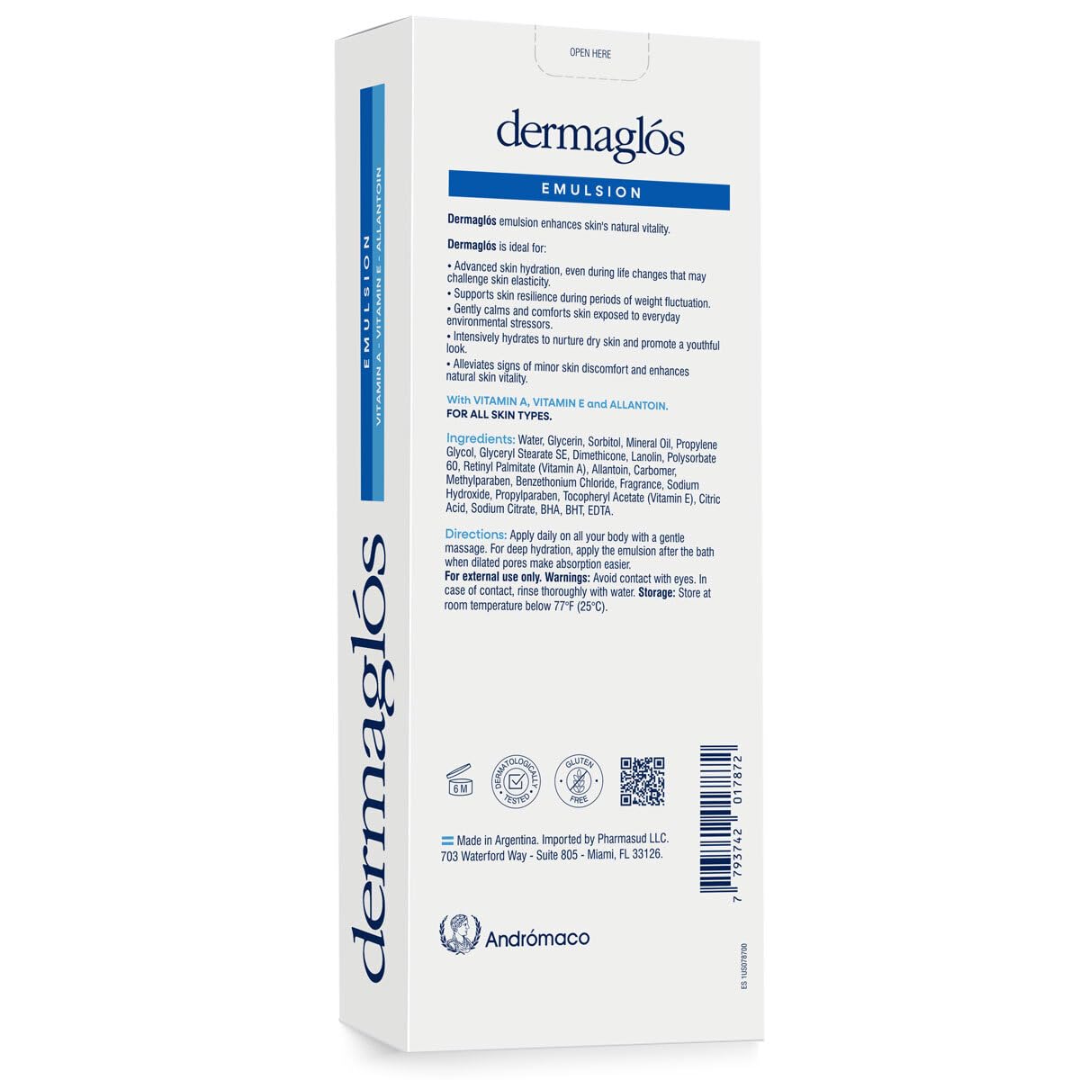 Gluten-free and dermatologist-tested assurance on label.