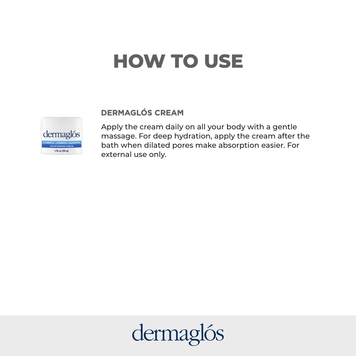 Dermaglós stretch marks prevention focus shows elasticity support potential.