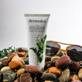 Dermaka SPF 42 mineral sunscreen being applied as part of morning routine.