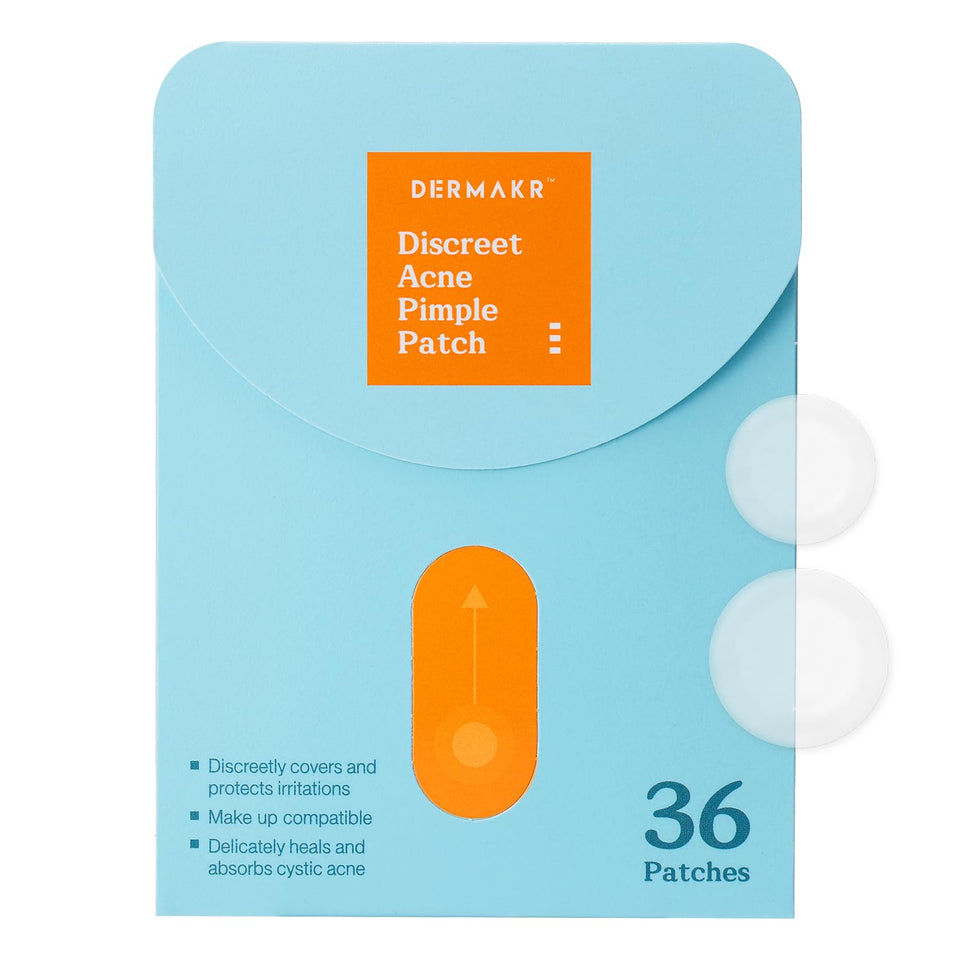 DERMAKR discreet acne patch pack covers pimples while staying low-profile.