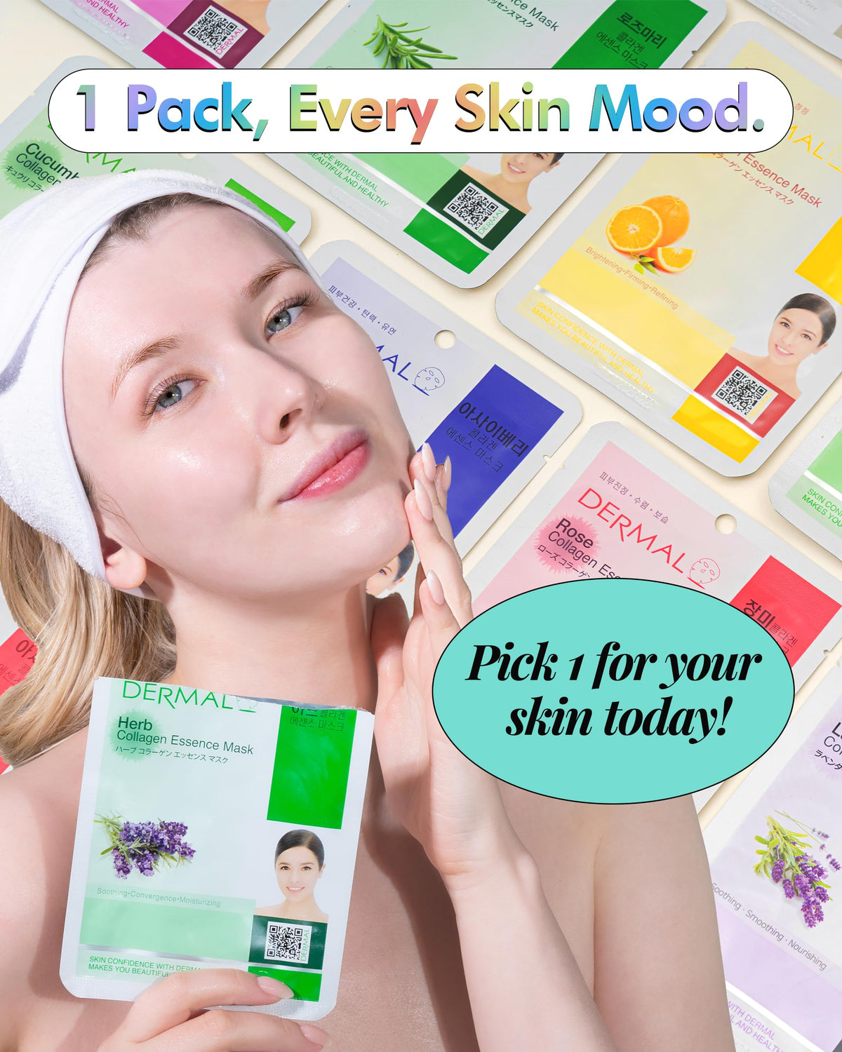 DERMAL 78 combo pack collagen vitamin e sheet mask close-up