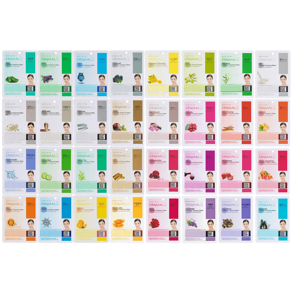 DERMAL A+B Korea collagen essence mask 32-pack front view for full-face hydration