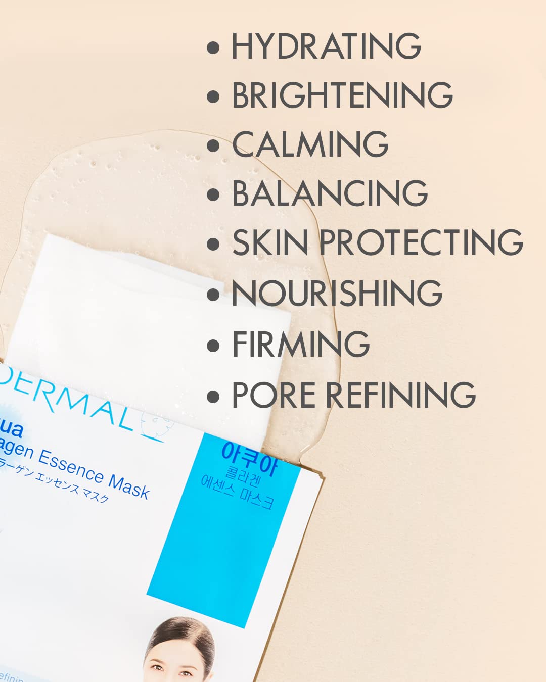 DERMAL A+B Korea green tea cucumber mask close-up for refreshing feel