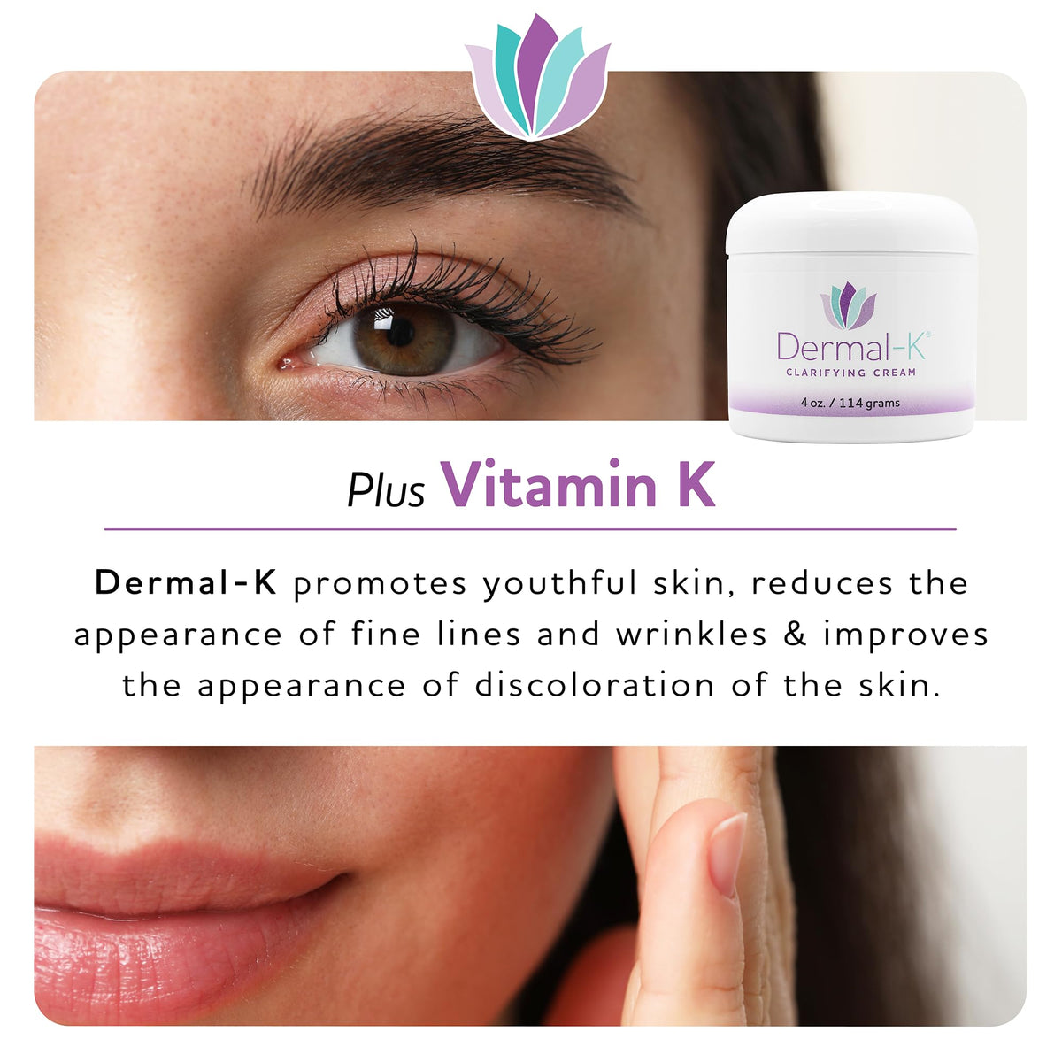 Dermal-K Clarifying Cream ingredients botanicals close-up highlighting natural fragrance.