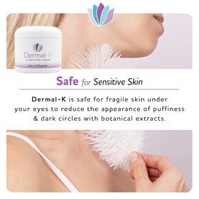 Dermal-K Clarifying Cream swirled texture suggesting rich hydration and antioxidant support.