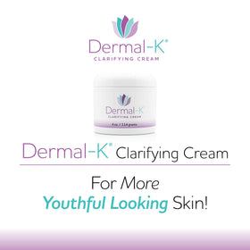 Dermal-K Clarifying Cream texture close-up emphasizing smoothness and moisturizing formula.