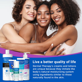 Dermal Therapy body lotion on skin showing long-lasting hydration