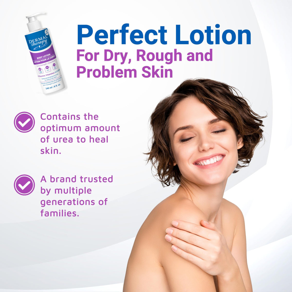 Dermal Therapy hand applying lotion to dry skin for hydration