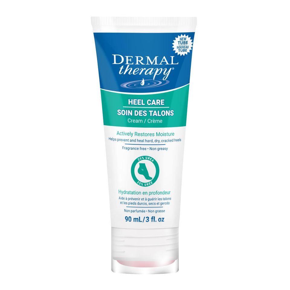 Dermal Therapy Heel Care Cream bottle delivers non-greasy hydration for dry, cracked heels