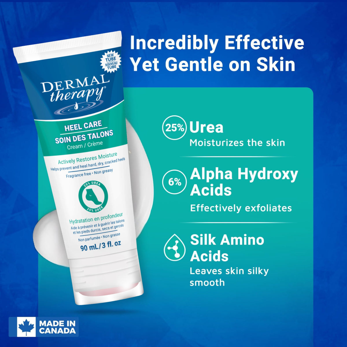 Dermal Therapy Urea–AHA exfoliation visibly softens calluses and improves texture