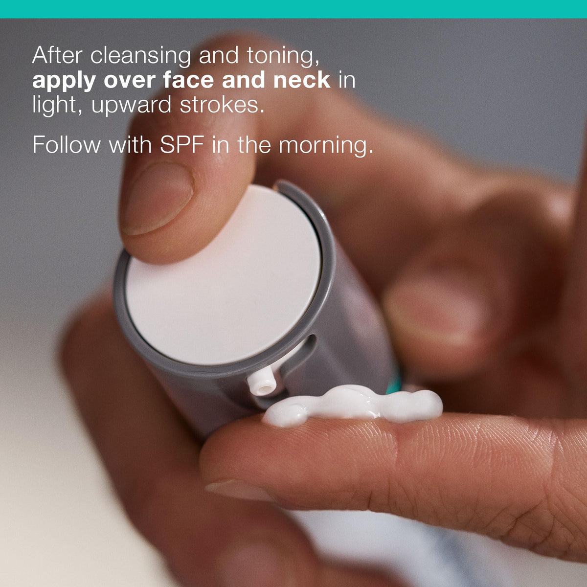 Morning routine setup with moisturizer and SPF for daily protection.