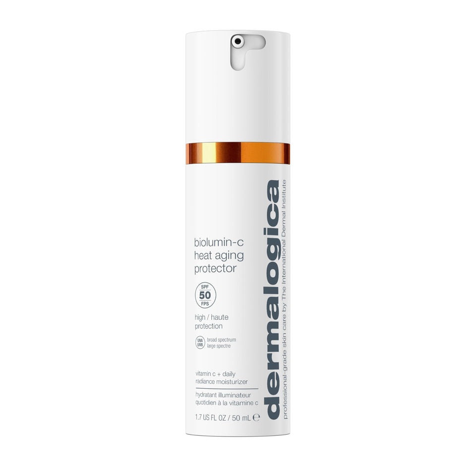 Dermalogica BioLumin-C SPF 50 bottle highlights daily sun defense.