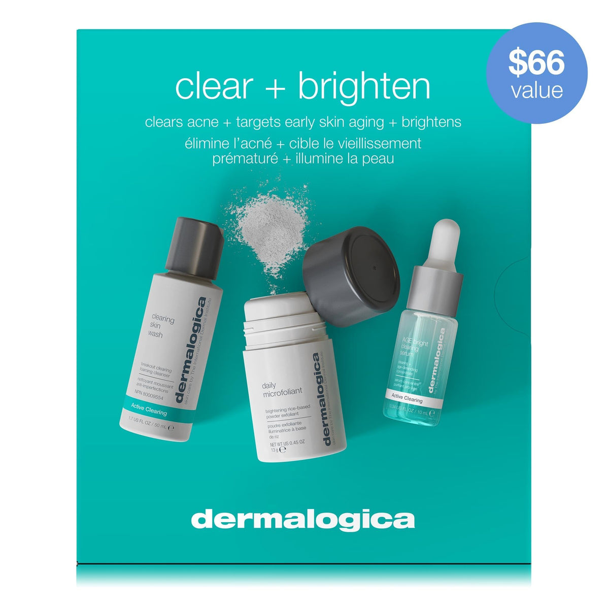 Dermalogica AGE Bright Clearing Serum supports clearer tone and brightness.