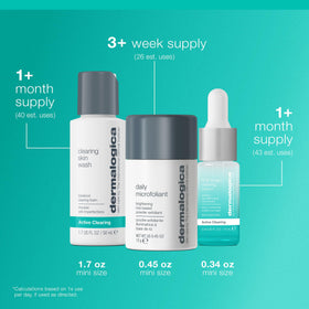 Dermalogica Clear and Brighten Kit travel-size packaging ready for travel.