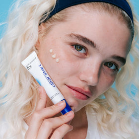 Dermalogica Clear Start Post-Breakout Fix demonstrates brightening effect on acne marks.