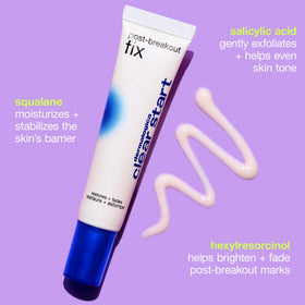 Dermalogica Clear Start Post-Breakout Fix being dabbed on a post-breakout spot to fade marks.