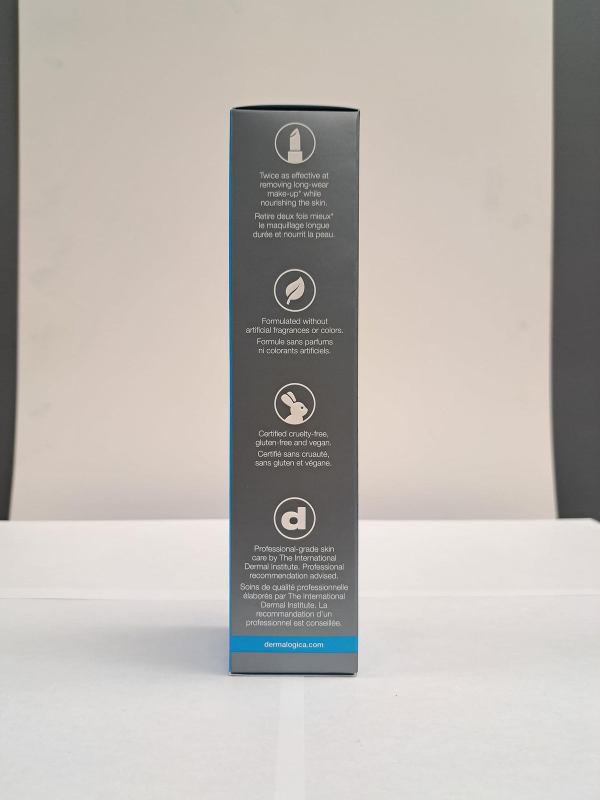 Dermalogica Intensive Moisture Cleanser near-towel suggests efficient morning routine.