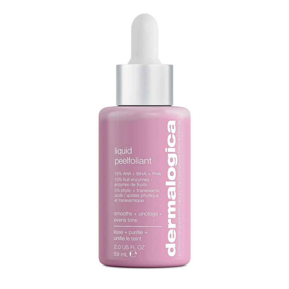 Dermalogica Liquid Peelfoliant bottle pour shows easy nightly exfoliation for clearer pores