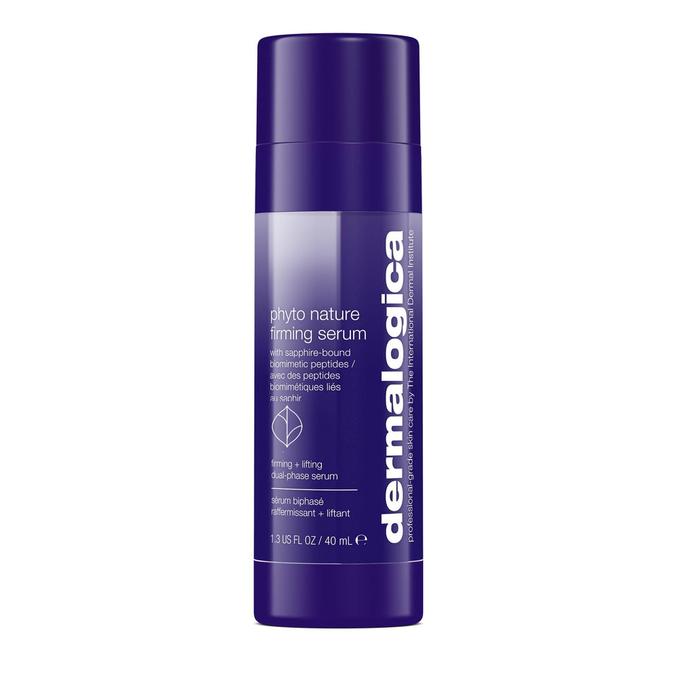 Dermalogica Phyto-Nature Serum bottle close-up for smoother, firmer-looking skin.