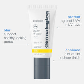 Dermalogica Porescreen blur finish demonstrating pore refinement on skin