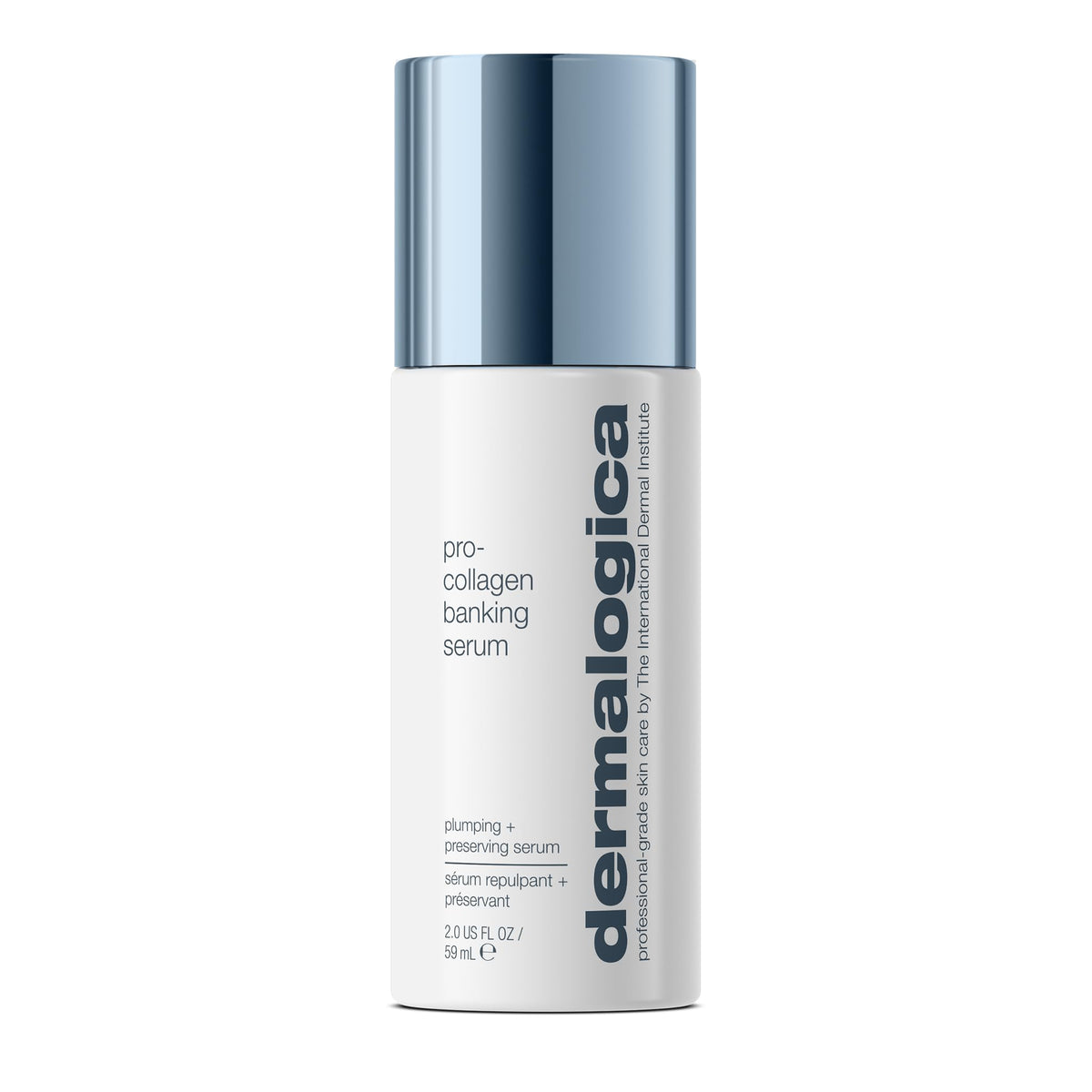 Dermalogica Pro Collagen Banking Serum bottle promotes hydrated, plumper-looking skin.