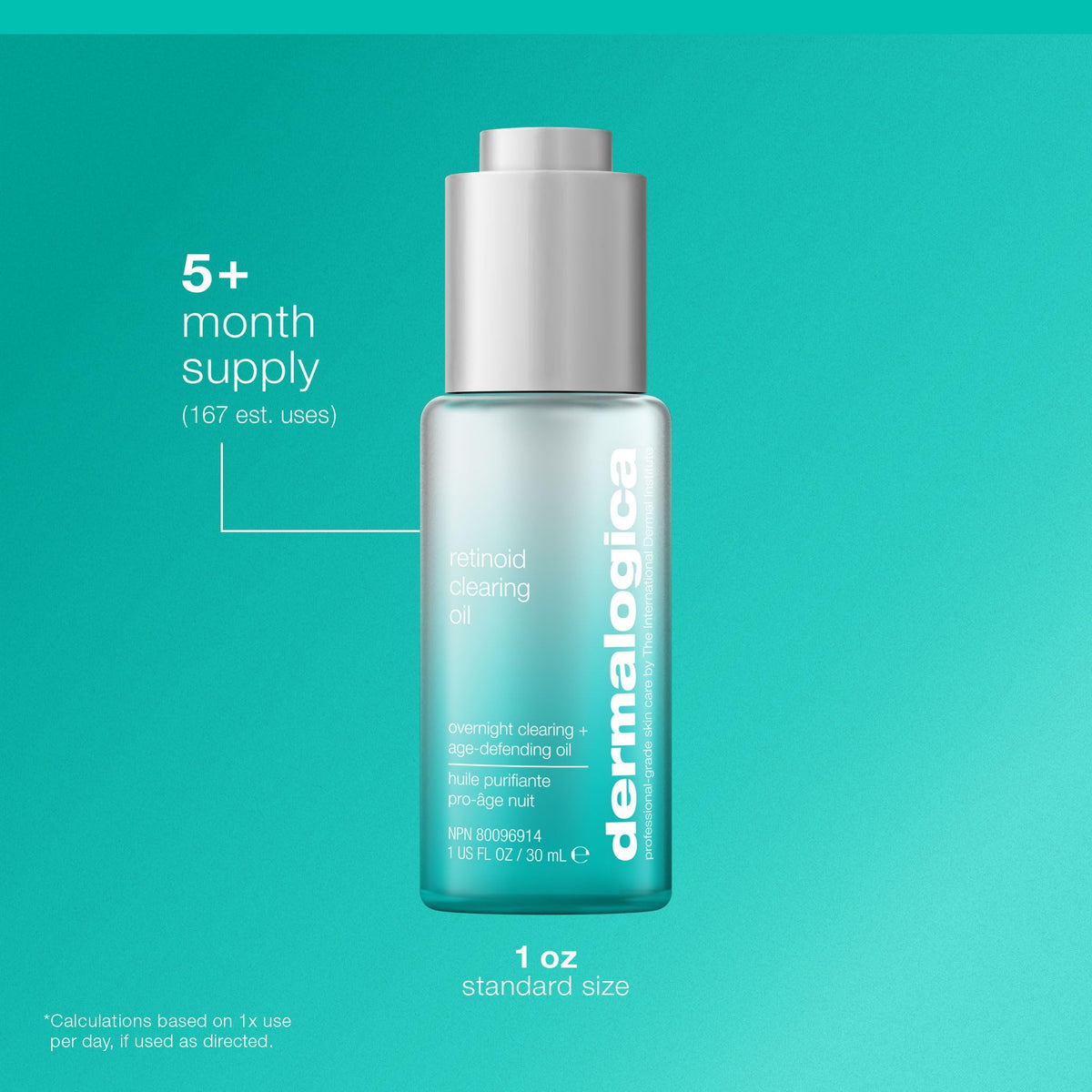 Dermalogica Retinol Clearing Oil on the face during nighttime routine.